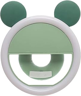 حلقة اضاءة دائرية صغيرة مع ابزيم لالتقاط صور السيلفي - اخضر، 9 سم، 3 اوضاع اضاءة