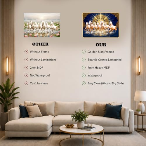 Image of 7 Running Horses Vastu Photo Frame, 8x12 Inch