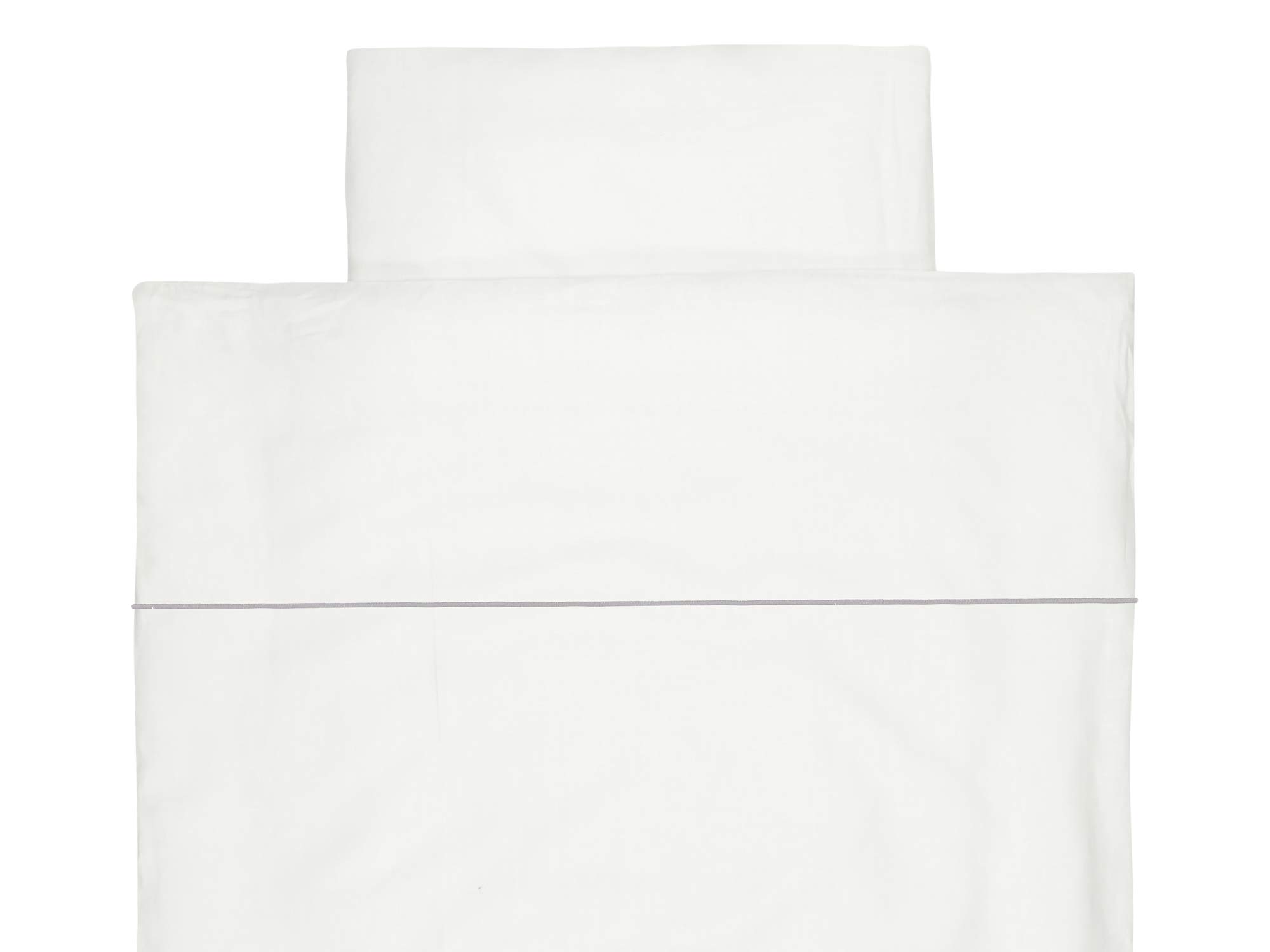KraftKids Juego de ropa de cama de lino ligero verde y blanco con funda de almohada de 80 x 80 cm y edredón de 140 x 200 cm, funda de edredón de lino, ropa de cama hecha a mano en la UE