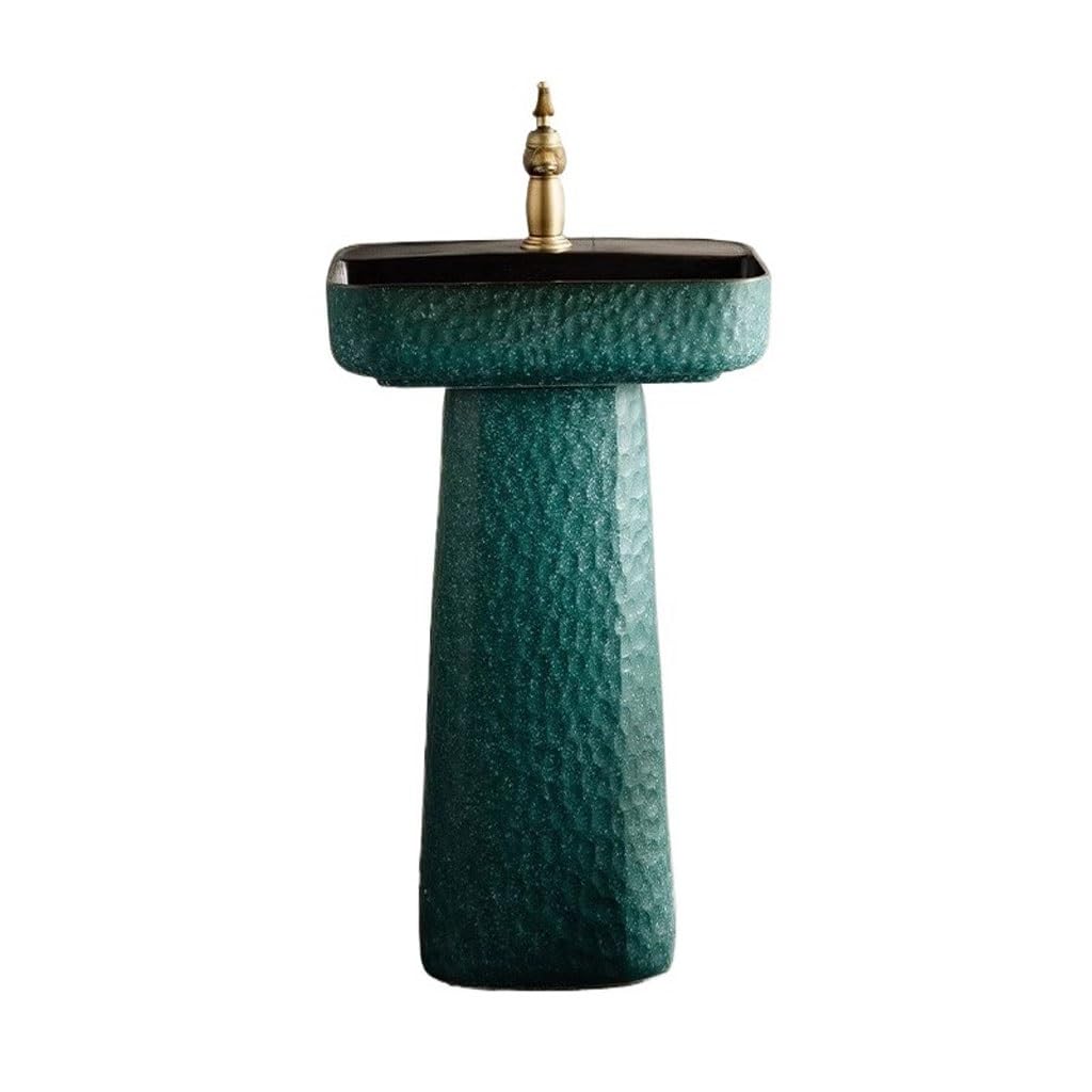 NEBE Bathroom Sink Outdoor Column Wash Basin Courtyard Ceramic Vertical Home Bathroom