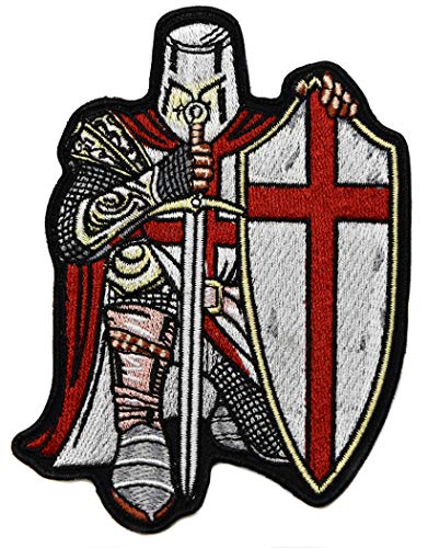 ecusson templier chevalier croix rouge catholique epée bouclier 10,5x7,5 cm chretien malte biker...
