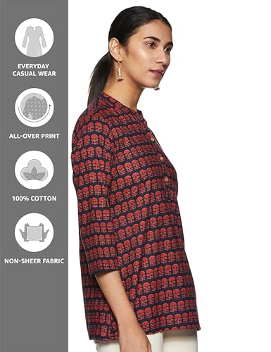 Image of Amazon Brand - Myx Women Cotton Straight Fit Straight Kurti (Available in Plus Sizes)