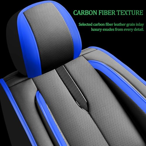 Image of Fit Forester Car Seat Covers for Subaru Forester 2007-2024 2025 2026 -Upgraded Premium Waterproof & Breathable Leather,Airbag Compatible,All-Weather Seat Cushion Protector,2 Front /Black-Blue