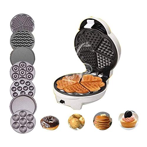 YFGQBCP 7 in 1 Multifunktions-Mini-Waffeleisen, 640W, Kinder Pancake-Maschine, Doppelantihaft-Beschichtung, spart Raum…