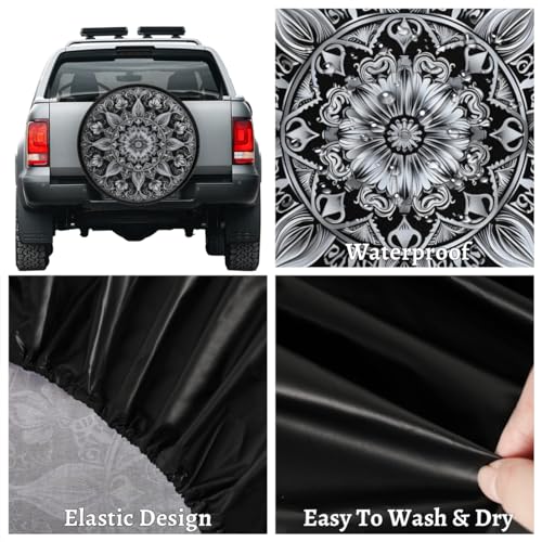 Image of Spare Tire Cover for RV Trailer, Nationality Bohemia Mandala Tire Covers Universal Fit for Travel Trailer Camper Jeep RV SUV Truck Waterproof Wheel Cover (15 inch for Diameter 27 inch - 29 inch)