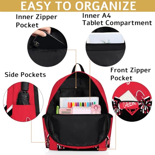Cheer Red Black Customized Kids Backpack for Girls Colorful Cheerleaders Personalized Preschool Toddler Backpack Kindergarten Nursery Bookbag Travel Children School Bag4