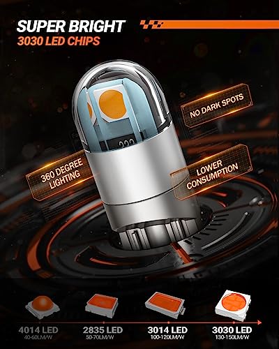 Image of SEALIGHT 194 LED Bulb 2700K Amber, 168 2825 T10 W5W 3030 Bright LED Chips, Dome Light, Map Light, Door Light, Courtesy Light, License Plate Light, Pack of 10