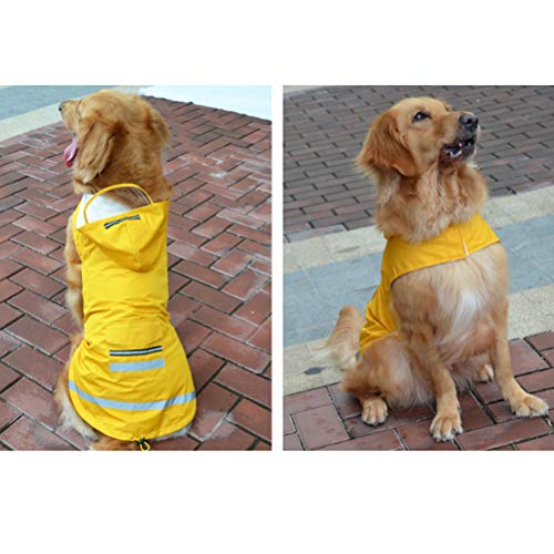 Capa de chuva amarela impermeável para cães da POPETPOP com capuz, poncho, capa de chuva refletiva p