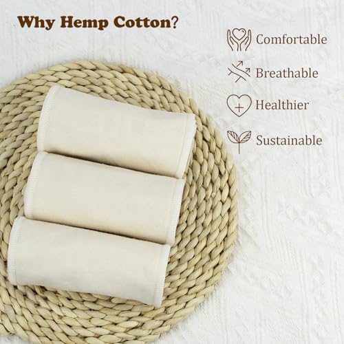 Image of Mama Koala 3-Layer Hemp Cotton Baby Cloth Diaper Inserts, Adjustable and Reusable for Any Baby Cloth Diapers(6 Pack)