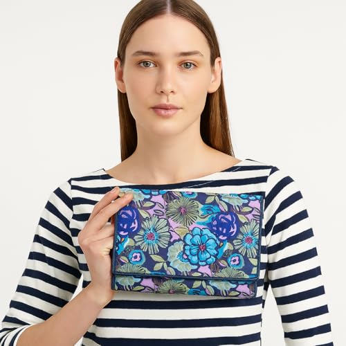 Hand Crafted Nylon Fabric Printed Trifold Wallet Card Holder – Women’s Organizer with Leather Trim2