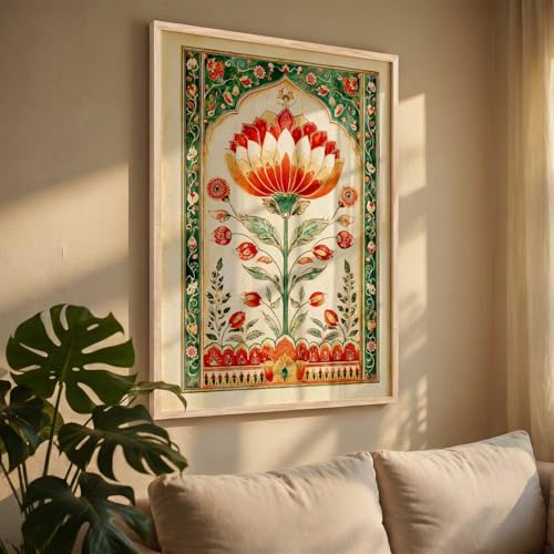 Image of kotart Madhubani Art Wall Painting Traditional Home Decoration With Frame For Living Room Bed Room Hotel Wall Decor Digital Reprint (14X20 inch)