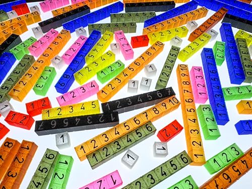 100 regletas matemáticas Cuisenaire transparentes. Juego educativo para aprender matemáticas manipulativas. A partir de 3 años. Colores translúcidos para la mesa de luz.
