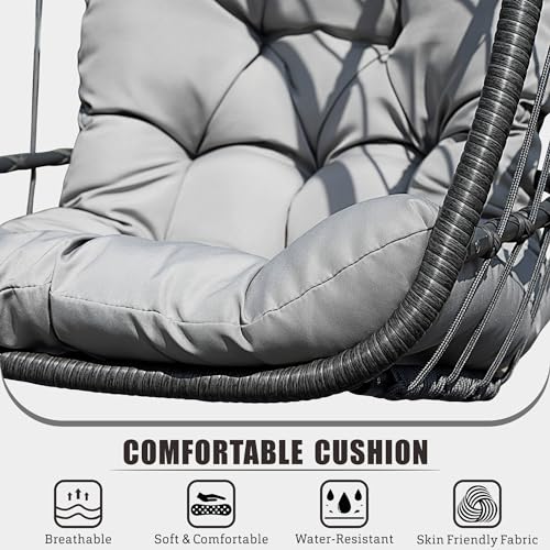 Hwb 45002 Hanging Egg Chair With Stand, Patio Wicker Egg Swing Chair With Cushion For Bedroom Garden Indoor Outdoor  thumb #3