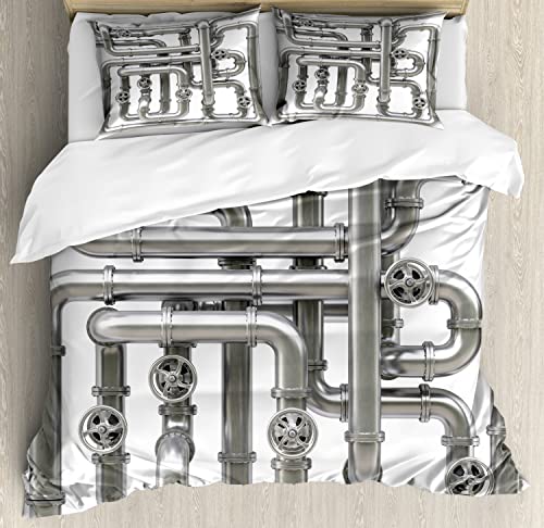 Ambesonne Industrial Duvet Cover Set of 2, Maze Look Abstract