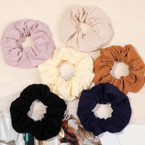 Image of 6 Pack Hair Scrunchies for Women - Hair Ties No Damage Both for Thick Hair or Thin Hair Curl Hair No Crease Scrunchies Ponytail Holder No Hurt Your Hair