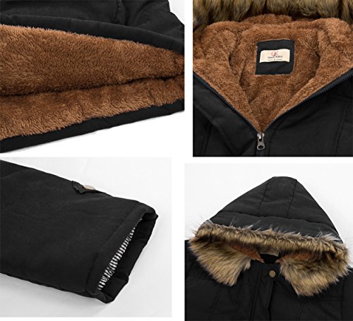 Grace Karin Long Winter Coat For Women Hooded Thicken Fleece Parkas Coat Faux Fur Jackets With Pockets 2Xl Black #TOP4