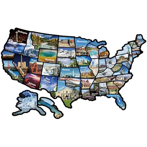 RV State Sticker Travel Map of The United States, Travel Trailer Camper Accessories, 11x17" RV Map Decals for Window Door Wall, Great for Kids & Adults,Track Your Travel Cover
