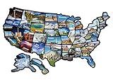 RV State Sticker Travel Map of The United States, Travel Trailer Camper Accessories, 11x17' RV Map Decals for Window Door Wall, 50 State Bumper Stickers with Scenic Illustrations, Great for Kids & Adults - Track Your Travel