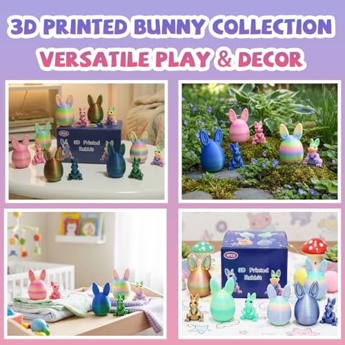 3D Printed Easter Eggs with Bunny Inside,Easter Surprise Rabbit Eggs,3D Printed Animals, Easter Basket Stuffers,Fidget Toys Gifts (4PCS) - Image 3