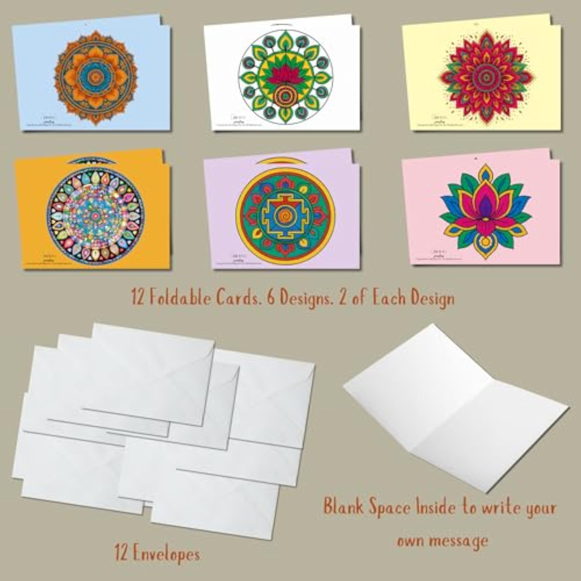Set of 12 Floral Bloom Greeting Cards with Envelopes
