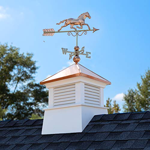 26" Square Manchester Vinyl Cupola with Horse Weathervane by Good Directions - Image 3