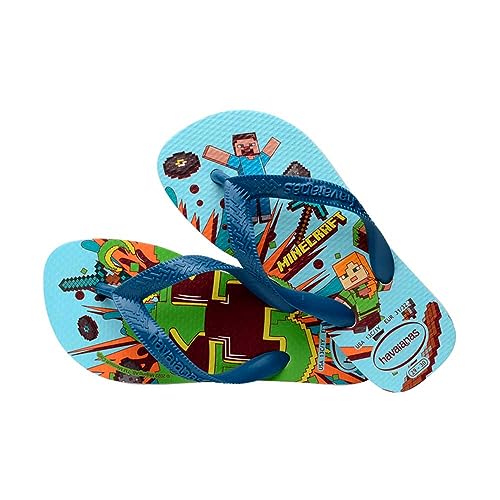 Havaianas Kids Boys Flip Flops - White/Blue - 11/12K US4