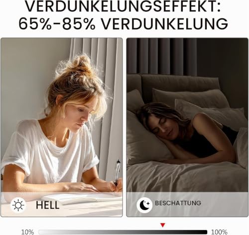 EMEMA Blickdicht Vorhänge mit Ösen 2er Set 140x260cm Naturfarbe Gardinen – Ansicht 3