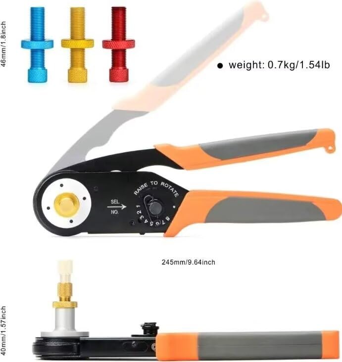 HD-0812D 4 narzędzie do zaciskania wcięć do AWG12-8 Heavy Duty zamknięty trzpień i gniazdo stałe styki zintegrowany pozycjoner