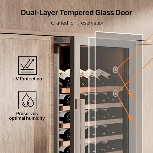 Image of Ca'Lefort Wine Fridge Dual Zone, 155 Bottle 24 Inch Wine Cooler Refrigerator, 40-65F Refrigerator with Glass Door, 3 LED Built-in /Freestanding Fridge for Bar /Kitchen /Resterant (Right-Hinged)