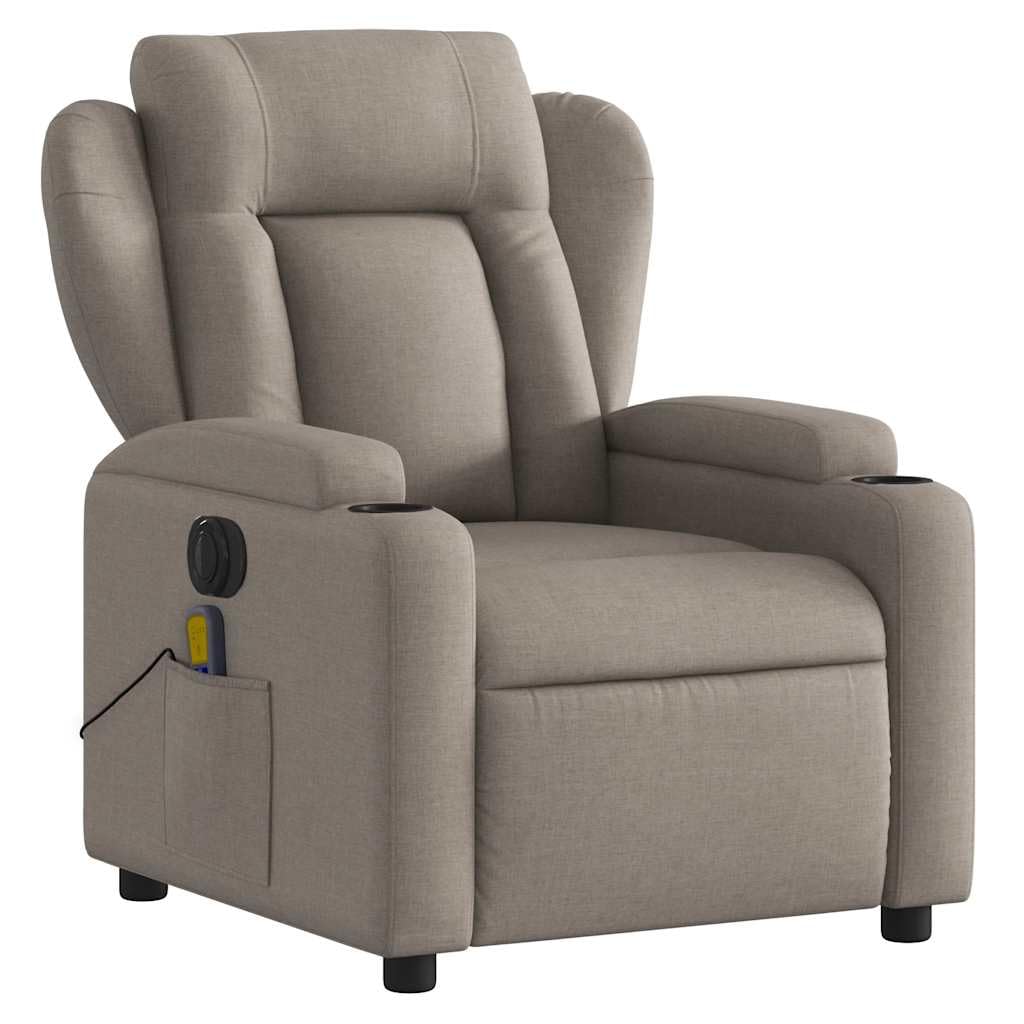 Genérico Sillón reclinable de Masaje eléctrico Tela Gris Taupe,Sillas,Sillones-3204478