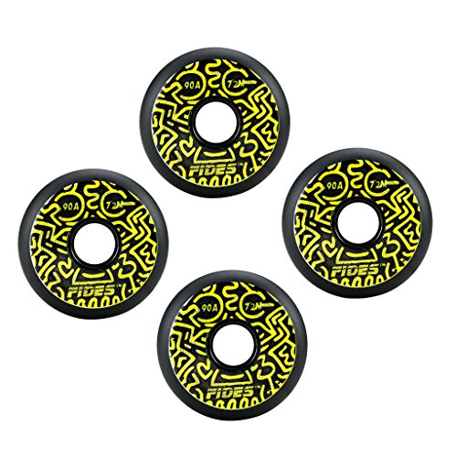 YIJU 4 Peças Pretas Rodas de Patinação de Velocidade Roller Inline Skate Rodas PU - 72mm