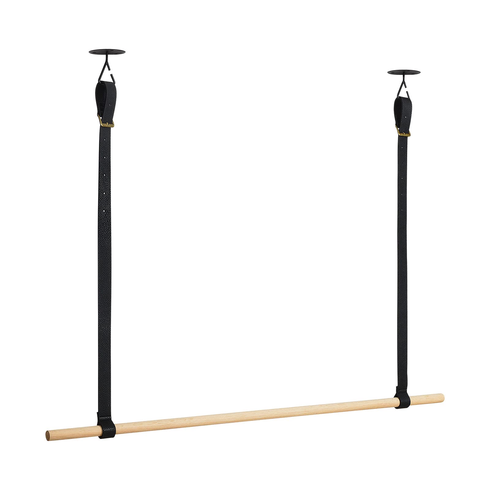 MOB-IN Penderie Suspendue Bois L100cm Noir avec lanières Cuir VIKY