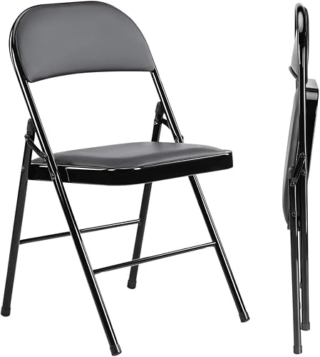 Miniatura 11 de Juego de 4 sillas plegables acolchadas de acrílico apilables portátiles con cojín para actividades al aire libre, reuniones en interiores, salas de