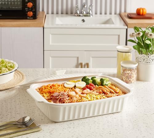 Roeveca R16W Casserole Dish With Lid, 5.6 Quart Covered Casserole Dish Cookware thumb #1