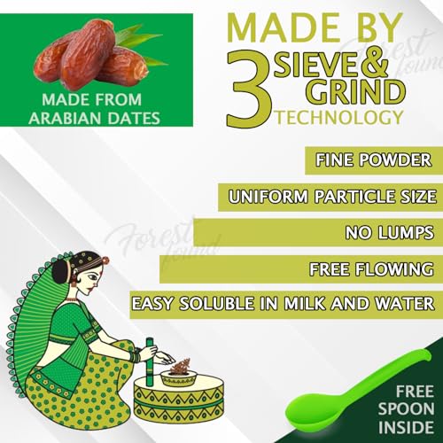 Image of Forest Found Date Powder(400 gm) Made By 3 Sieve Grinding Method| Kharik /Khajur Powder | 100% Natural Sweetener | Sulphur Free |Substitute for Sugar | 400 gram.