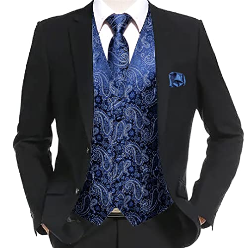 Bollrllr Men's Silk Vest Business Formal Vest 4 Pack Paisley Print Vest2