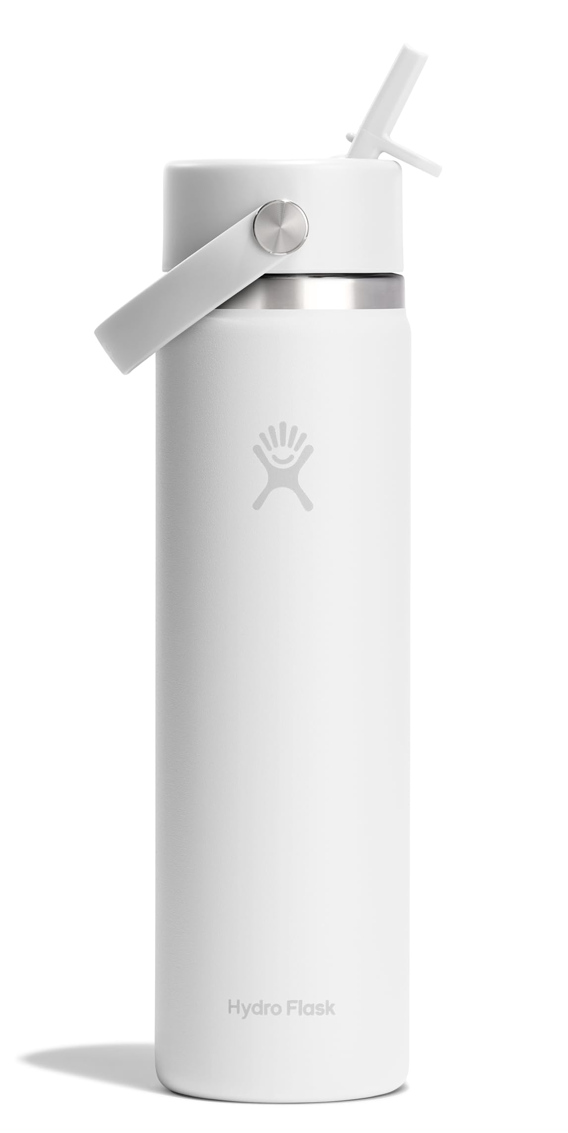 Hydro Flask Water Bottle - Insulated Stainless Steel - Wide Straw Lid, Non Spill, Leakproof in 24 Oz Tonal White