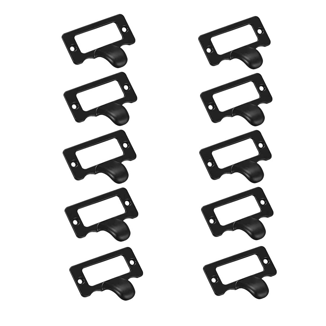 GDQLCNXB Label Holder Pull Handles, Vintage Zinc Alloy Label Frame Drawer Knobs for Cabinet Cupboard, Black 48x38mm Pack of 10