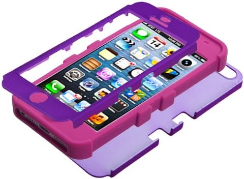 MYBAT IPHONE5HPCTUFFSO023NP Premium TUFF Case for iPhone 5 - 1 Pack - Retail Packaging - Grape/Hot Pink