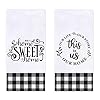 Farmhouse Family Kitchen Dish Towels Set of 2, Black White Buffalo Check Plaids Ultra Absorbent Fast Drying Cloth Decorative Tea Towels for Cooking and Baking 18 x 28 Inches