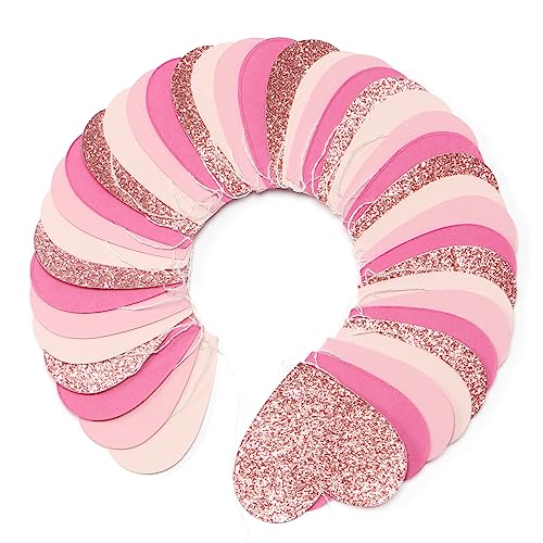 Image of Hot-Pink Rose-Gold Party Decorations Heart-Garland - 52ft Wedding Bridal Shower Hanging Decoration Streamers Banner,Baby Girl Birthday Bachelorette Engagement Mohters Valentines Day Decor Panduola