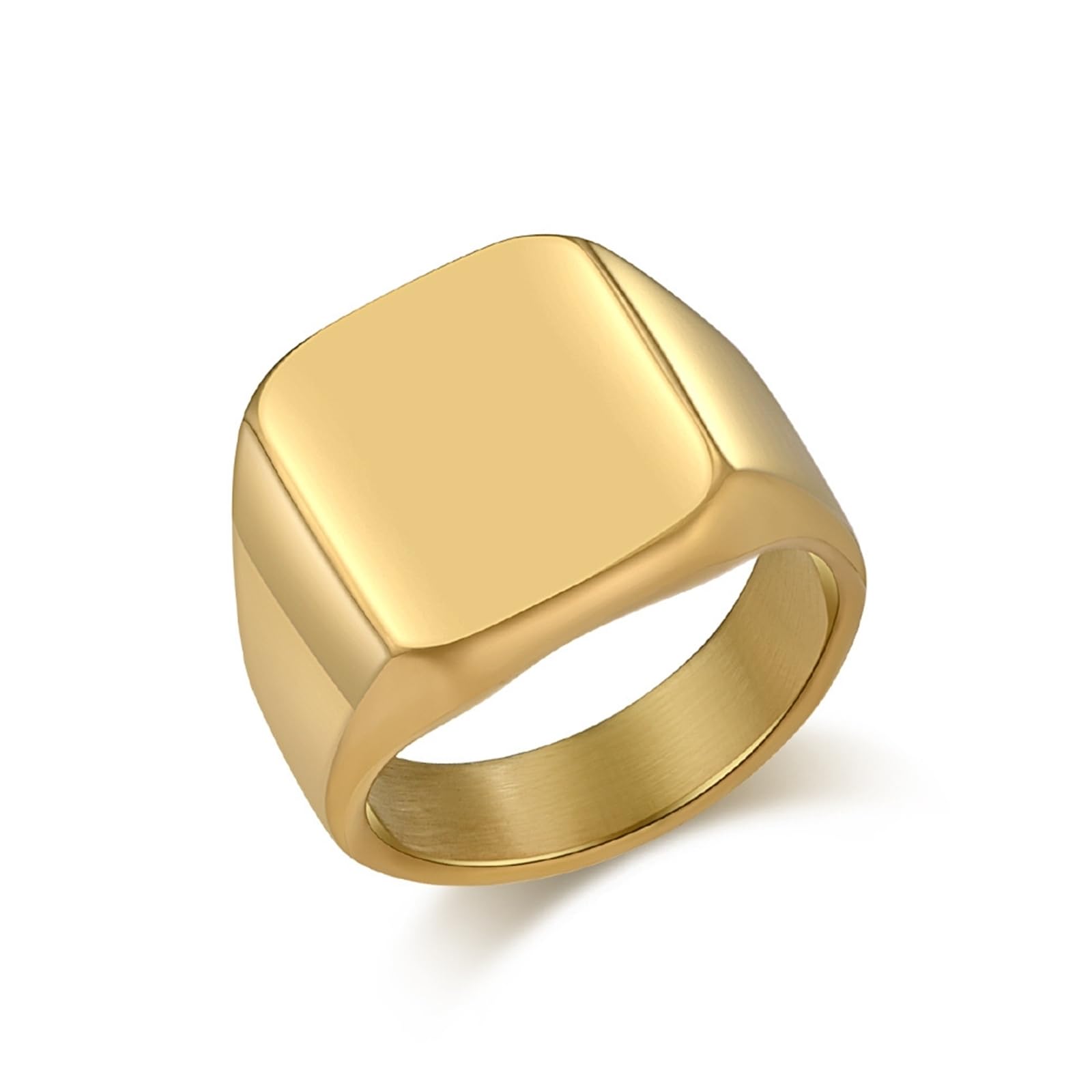 Wycian Matching Bands for Couple Stainless Steel, Men's Wedding Rings Stainless Steel Polished Signet 16 mm in Gold for Him Size 11, No Gemstone
