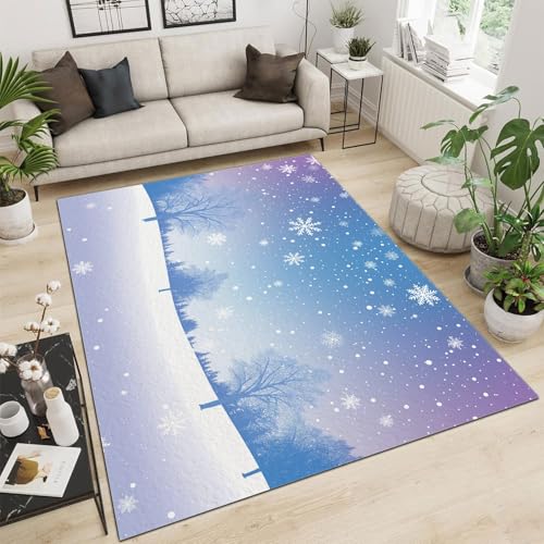 Tapis imprimé flocon de neige antidérapant et lavable en machine