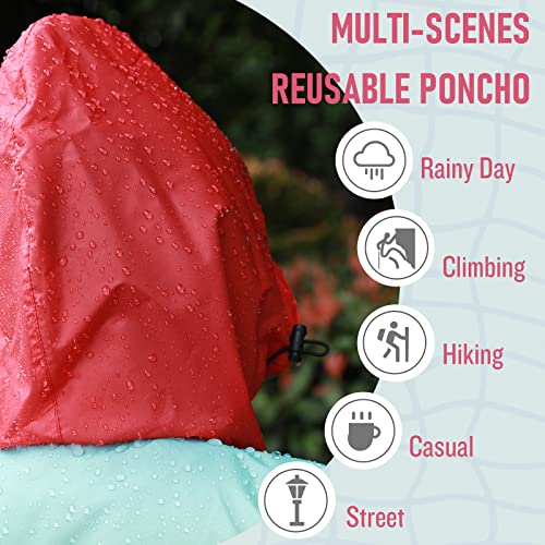 Image of SaphiRose Adult Rain Poncho Waterproof Hooded Zipper Raincoat with Pockets | OEKO-TEX Certified 100% Polyester, Lightweight Packable Storage Pouch, Heat-Sealed Seams, Quick-Dry for Outdoor Hiking