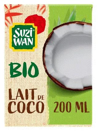 Suzi Wan - Leche de coco orgánica, 200 ml, 6 unidades = 1,2 l