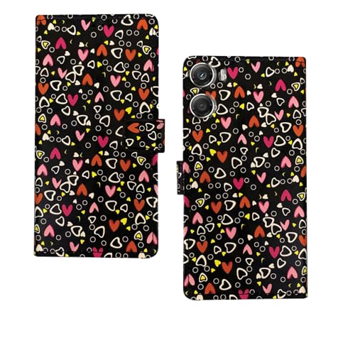 Image of amazon basics Moto G06 Power 5G Flip Cover | Card Pockets Wallet & Stand | Flip Cover for Moto G06 Power 5G (Black Hearts)