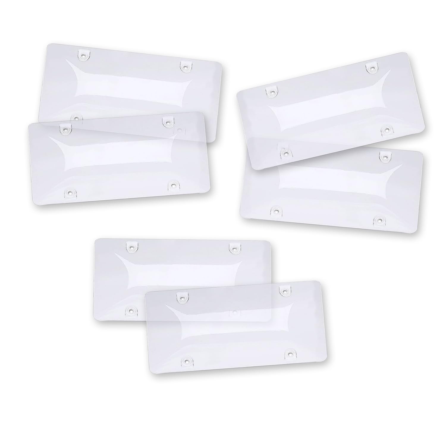 ZONETECHClear License Plate Cover Frame Shields (3 Sets of 2) - All Weather Novelty Bubble Covers -Fits Any Standard US Plates- Protects Front and Back Vehicle Registration Tags