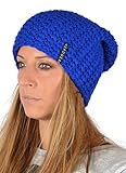 Unbekannt Damenmütze : Damen Oversize Häkel Beanie Farbe: royal-blau