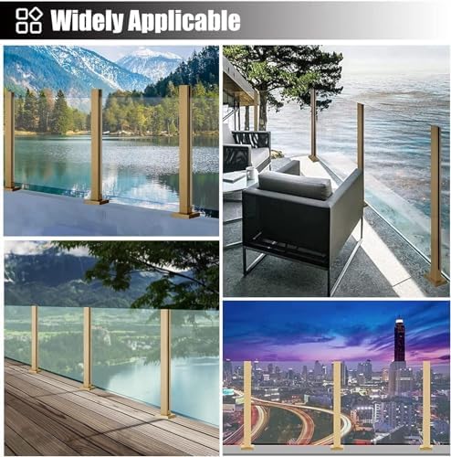 Glass Railing Post System - Secure Balustrade Kit with Square Clamp for Balcony, Staircase, Deck Guardrail - Durable, Easy Install, Modern Design, Safety Compliant