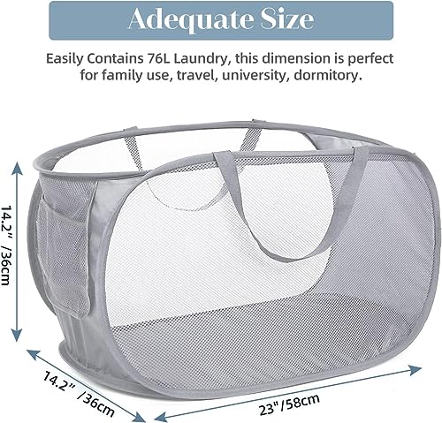 Image of MosQuick Large Capacity Premium Durable Laundry Basket for Clothes Multipurpose Cloth Storage with Handles Foldable Space Saving Lightweight Grey